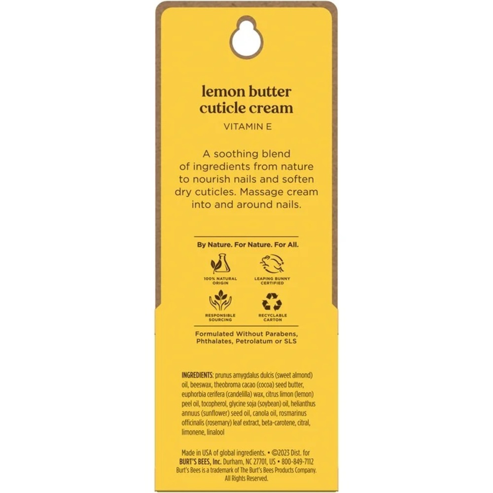 BURT’S BEES 100% Natural Origin Lemon Butter Cuticle Cream, NEW - Picture 2 of 5